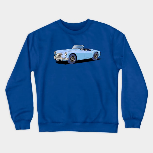 Classic MG MGA Roadster in light blue Crewneck Sweatshirt by Webazoot